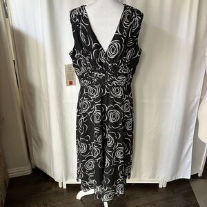 Stephanie Charles Women Black White Lined Sleeveless Maxi Dress Sz 16 Rose